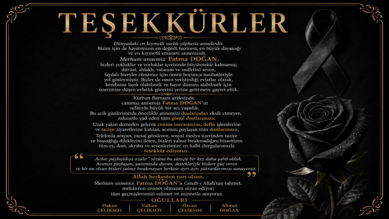 Başkanımız Hakan ÇELİKSOY’dan Taziye Teşekkür Mesajı