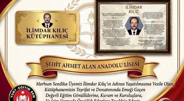 İlimdar Hocanın Adı Kütüphanede Yaşayacak
